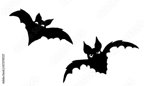 Halloween vector illustration. Hand drawn bats isolated on white background. Spooky character for banner, poster, invitation or festive decoration