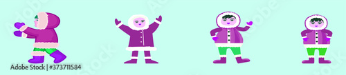 set of eskimos and their clothes cartoon icon design template with various models. vector illustration