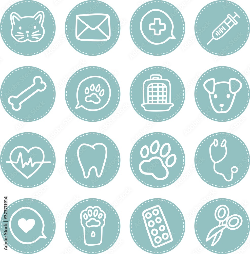 Vector set of icons, collection of covers for social media highlights, isolated on white background. Veterinary clinic or pet shop concept Vector set of icons, collection of covers for social media highlights, isolated on white background. Veterinary clinic or pet shop concept