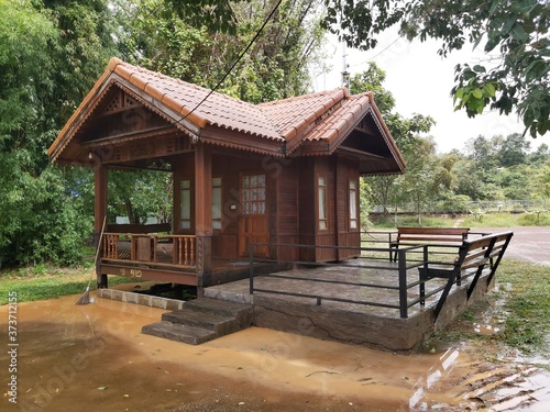 A small wooden house in the forest