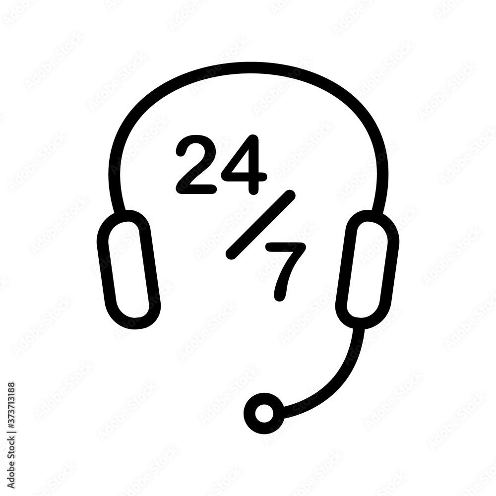 Headset, headphone support service icon. Linear style sign for mobile concept and web design. Symbol, logo illustration Headset, headphone support service icon. Linear style sign for mobile concept and web design. Symbol, logo illustration