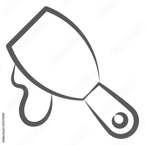 
A digging tool icon, line design of brick trowel  
