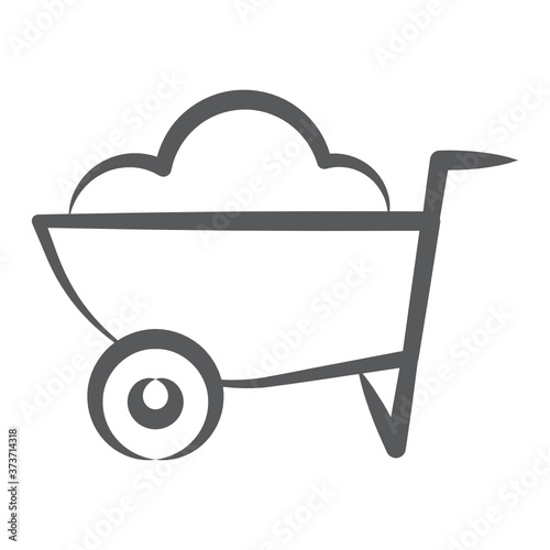 
A line design of wheelbarrow icon, dirt carrier vector
