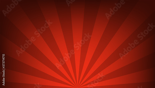 Retro background. The rays are red. The movement of the stripes from a point. Striped background with tinted edges. Vector illustration.