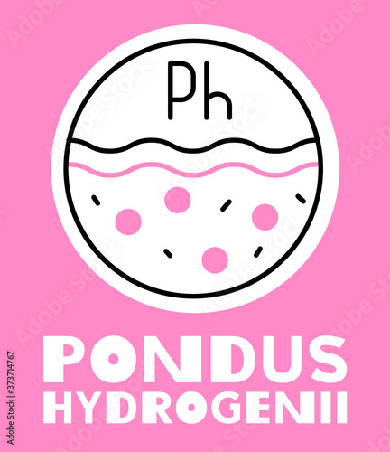 vector pink illustration of a ph balance of skin and water, beauty and health