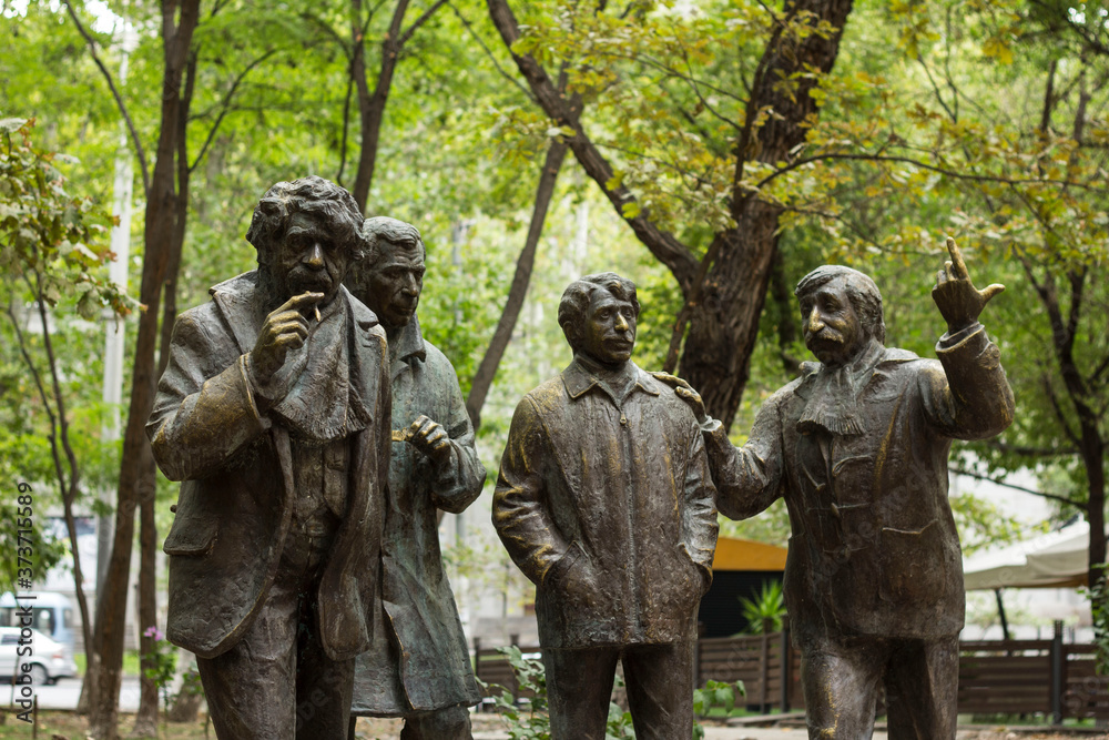 Monument to the Armenian film of a man in Yerevan park Monument to the Armenian film of a man in Yerevan park