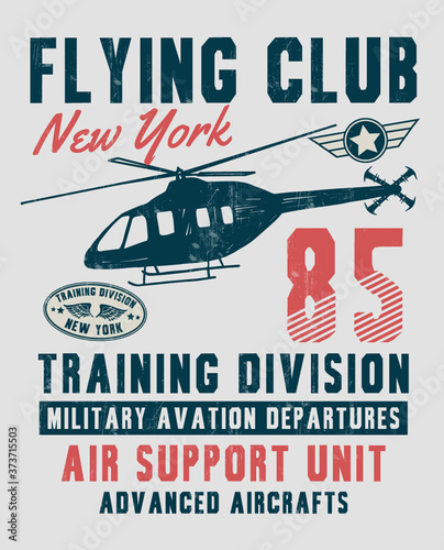 Helicopter illustration. Vector Graphics and typography t-shirt design for apparel. 