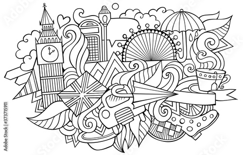 Photography London hand drawn cartoon doodles illustration