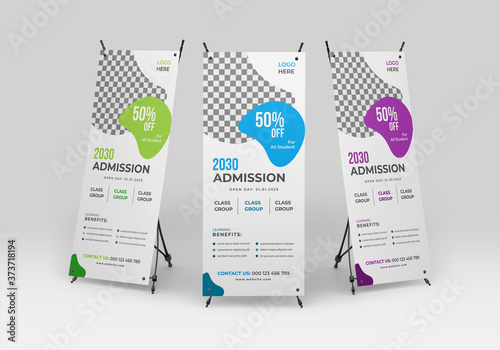 School, College and University Admission Fair Rollup Banner Template Design
