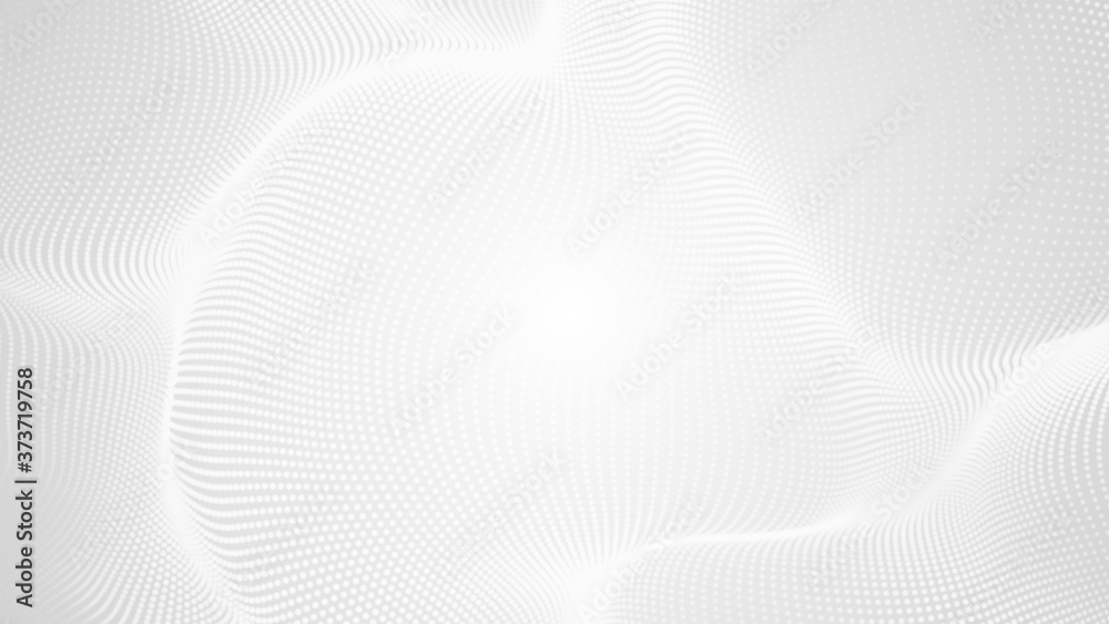 Fototapeta premium Dot white gray wave light technology texture background. Abstract big data digital concept. 3d rendering.