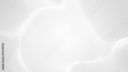 Dot white gray wave light technology texture background. Abstract big data digital concept. 3d rendering.