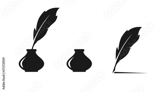 Pen logo and ink feather vector design