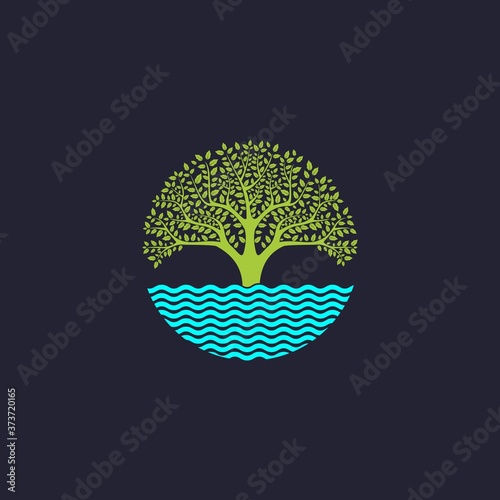 Tree of live in water abstract Logo design vector template