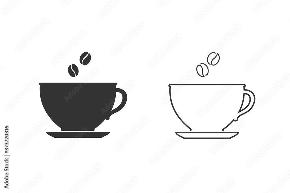 Cup of coffee. Coffee cup line icon set. Coffee icon isolated white background Cup of coffee. Coffee cup line icon set. Coffee icon isolated white background
