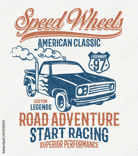 Vector vintage sport car  T-shirt Graphics  Vintage typography
