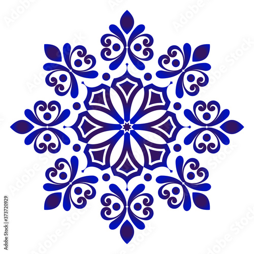 blue and white flower pottery vector