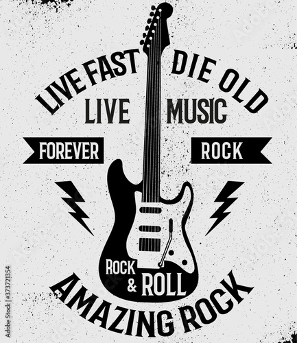 Rock & Roll theme vector graphic, for t-shirt prints and other uses.