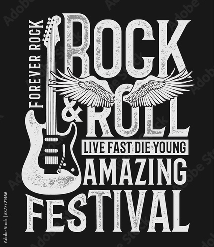 Rock & Roll theme vector graphic, for t-shirt prints and other uses.