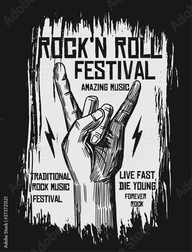 Rock & Roll theme vector graphic, for t-shirt prints and other uses.