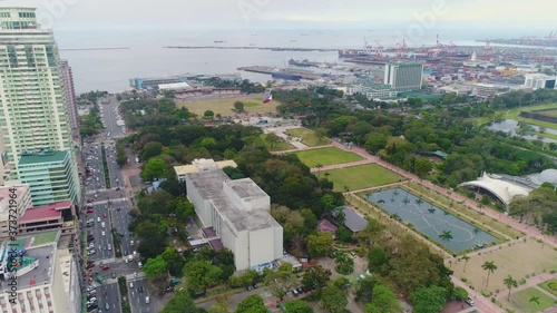 Aerial Approach Shot Of Luneta Park, Facing The Port And Manila Bay photo