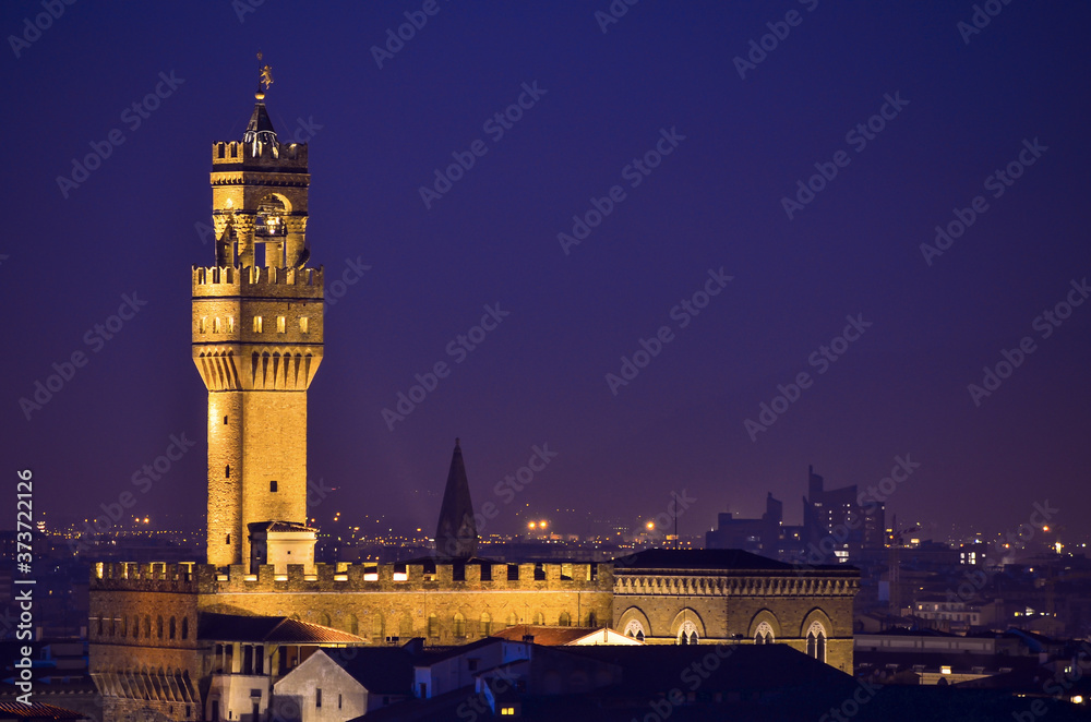 Nightshoot view of Florence city crossing the river