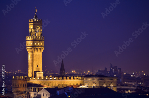 Nightshoot view of Florence city crossing the river