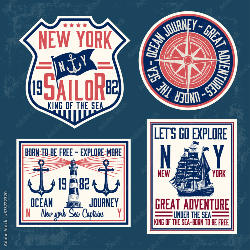 Nautical theme vector graphic, for t-shirt prints and other uses. Nautical theme vector graphic, for t-shirt prints and other uses.