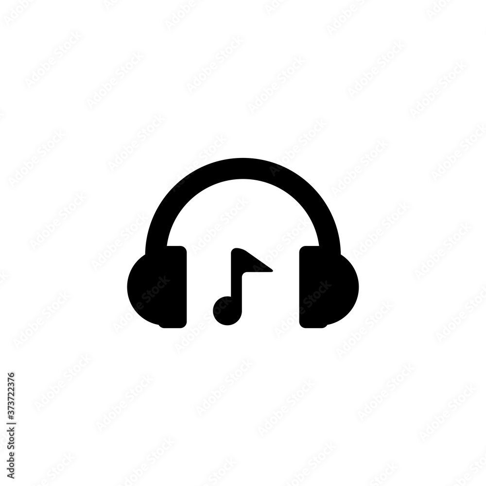 Earphone with melody note icon isolated vector on white Earphone with melody note icon isolated vector on white