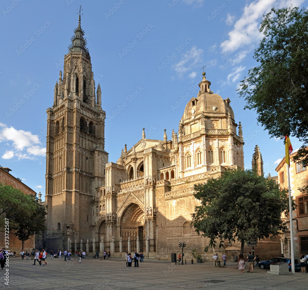 Cathedral of Toledo, Spain, in the old town in late afternoon light 