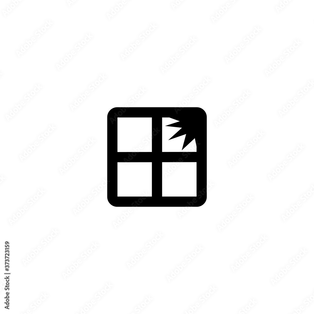 Broken window icon isolated vector on white Broken window icon isolated vector on white