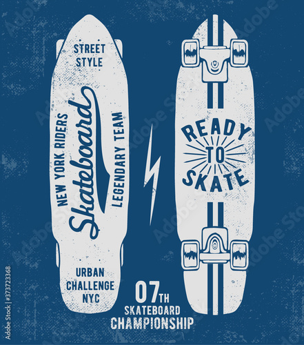 Skateboard vector illustration with cool slogans for t-shirt print and other uses. Born to skate text.