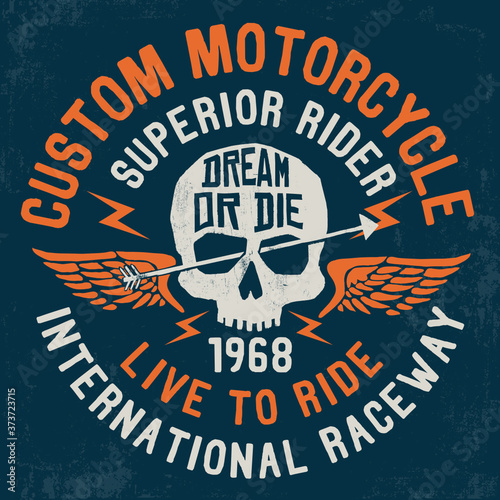 Motorcycle theme vector  typography and illustrations, for  t-shirt prints and other uses.