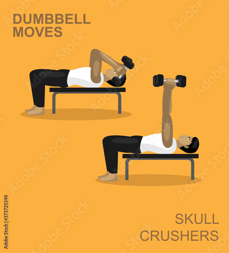 Skull Crushers Dumbbell Moves Manga Gym Set Illustration photo