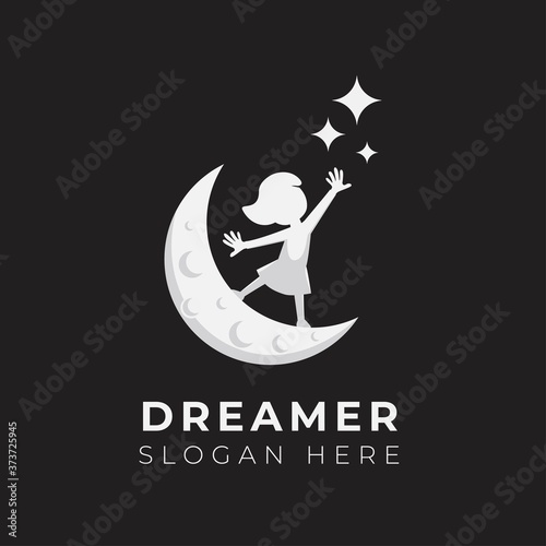 Child dream logo design illustration template