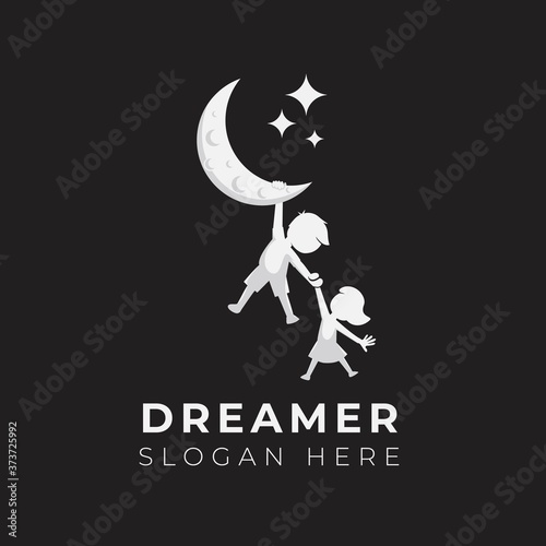Child dream logo design illustration template