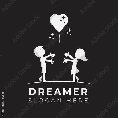 Child dream logo design illustration template
