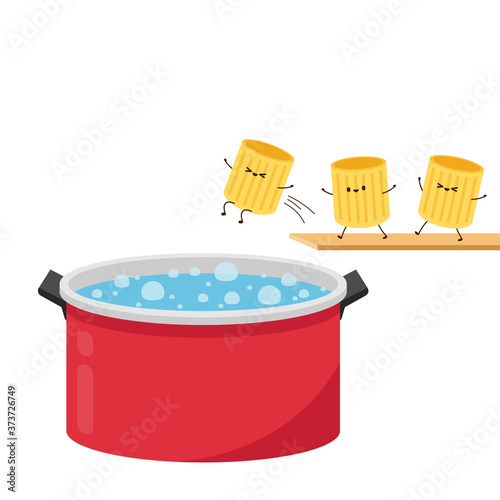Pasta noodles character design. Pasta noodles on white background. Boiled pasta noodles. 