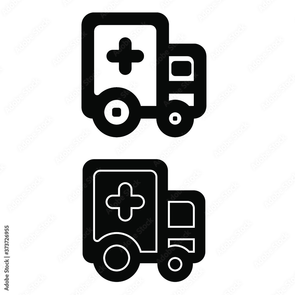 Ambulance icon vector logo, black and white version Ambulance icon vector logo, black and white version