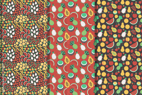 Fruits patterns set
