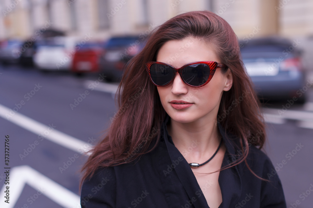 Portrait of a girl tourist on the streets of St. Petersburg Portrait of a girl tourist on the streets of St. Petersburg