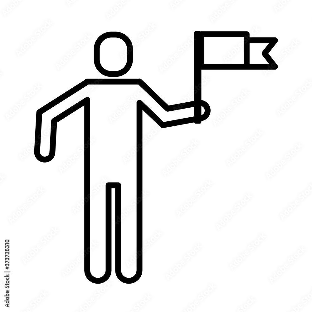 man protesting with flag line style icon