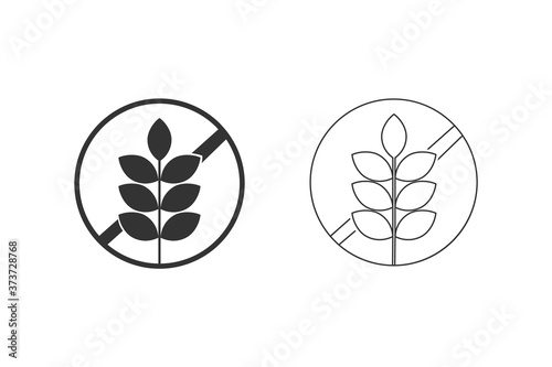 Gluten Free Food Allergy Product Dietary Label Flat Vector Line Icon Set for Apps Websites Vector