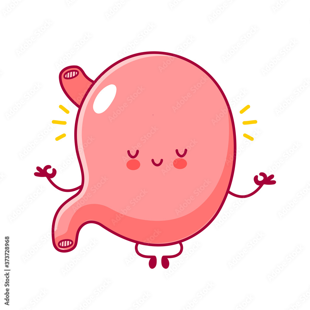 Cute happy funny stomach organ meditate Cute happy funny stomach organ meditate