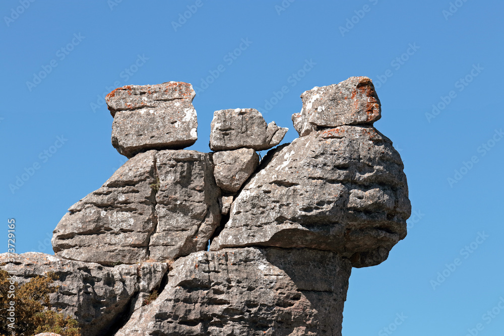 Rock formations in El Torcal national park in Andalucia, Spain