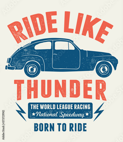 Vector vintage sport car, T-shirt Graphics, Vintage typography