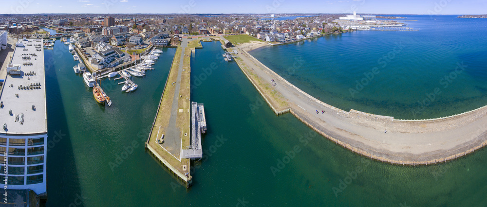Aerial view panorama of Custom House in Salem Maritime National Historic Site in city of Salem, Massachusetts MA, USA. 