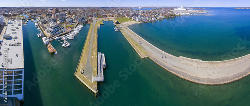 Aerial view panorama of Custom House in Salem Maritime National Historic Site in city of Salem, Massachusetts MA, USA.  photo