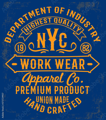 Vintage denim typography, for t-shirt prints and other uses.