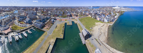 Aerial view panorama of Custom House in Salem Maritime National Historic Site in city of Salem, Massachusetts MA, USA.  photo