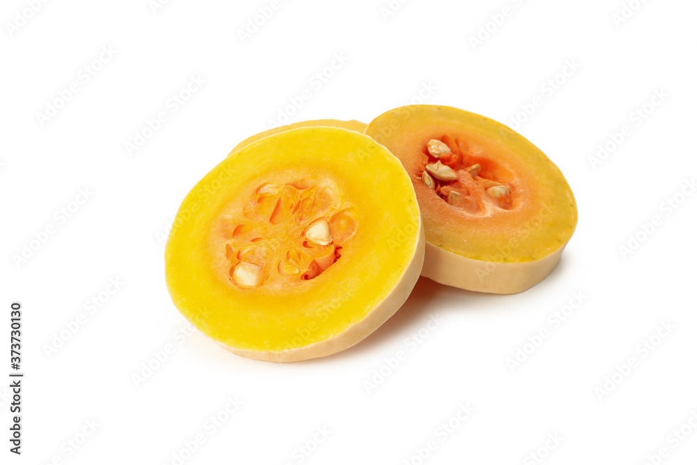 Butternut squash and seeds isolated on white background Butternut squash and seeds isolated on white background
